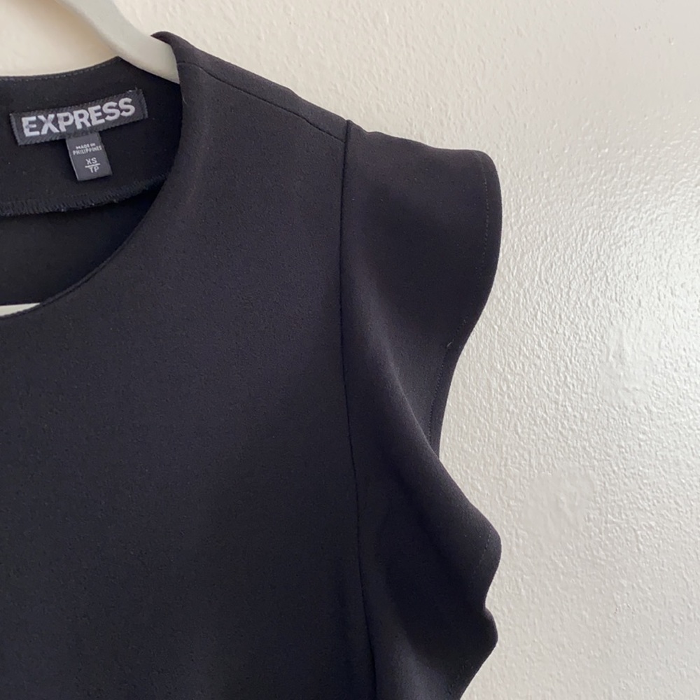 Express black ruffle mini dress sleeveless - Picture 9 of 10